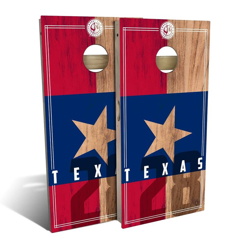 Texas State Flag 2.0 Outdoor Cornhole Board Set - Backyard 2x4 - Include Hole Lights