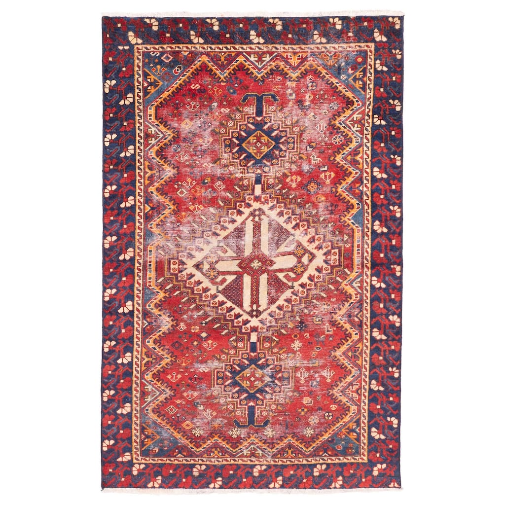 ECARPETGALLERY Hand-knotted Antalya Vintage Red Wool Rug - 4'2 x 6'7