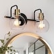 preview thumbnail 1 of 7, Modern 2-Light Black Gold Bathroom Vanity Light Wall Sconce with Clear Glass - 14.5" L x 8" W x 8.5" H