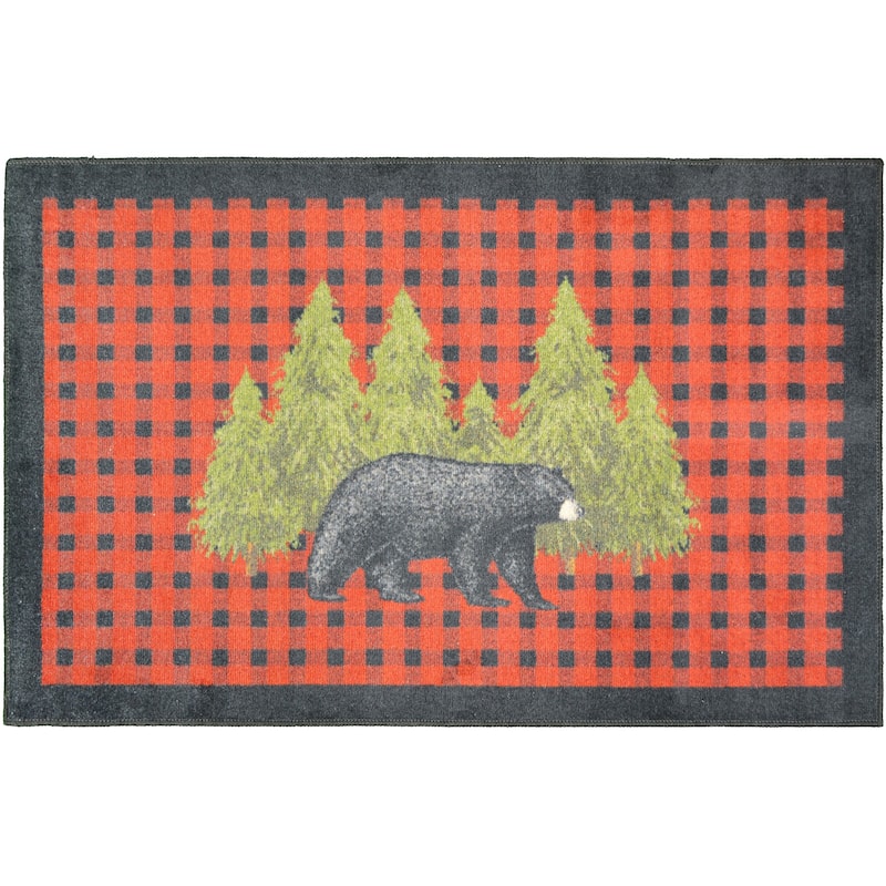 Cozy Cabin Pine Bear Red Accent Rug 20"x44" - 30"x46"