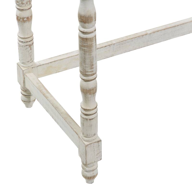 Mango Wood Floral Handmade Intricately Carved Accent Table with Carved Tabletops - Set of 2 Brown or White - Roche River Decor