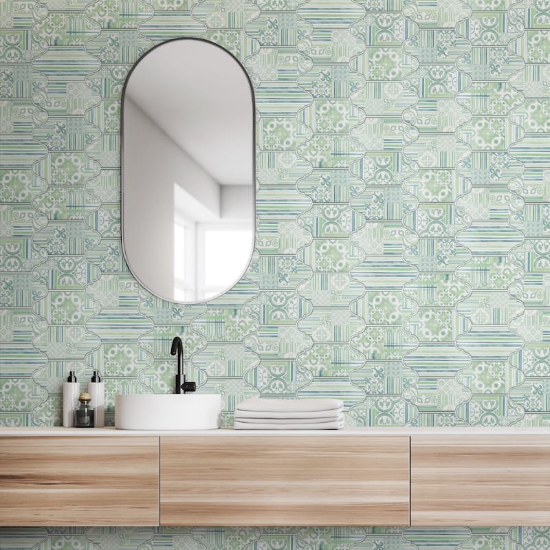 Merola Tile Royal Garden Provenzal Green 6-1/4" x 12-3/4" Porcelain Floor and Wall Tile