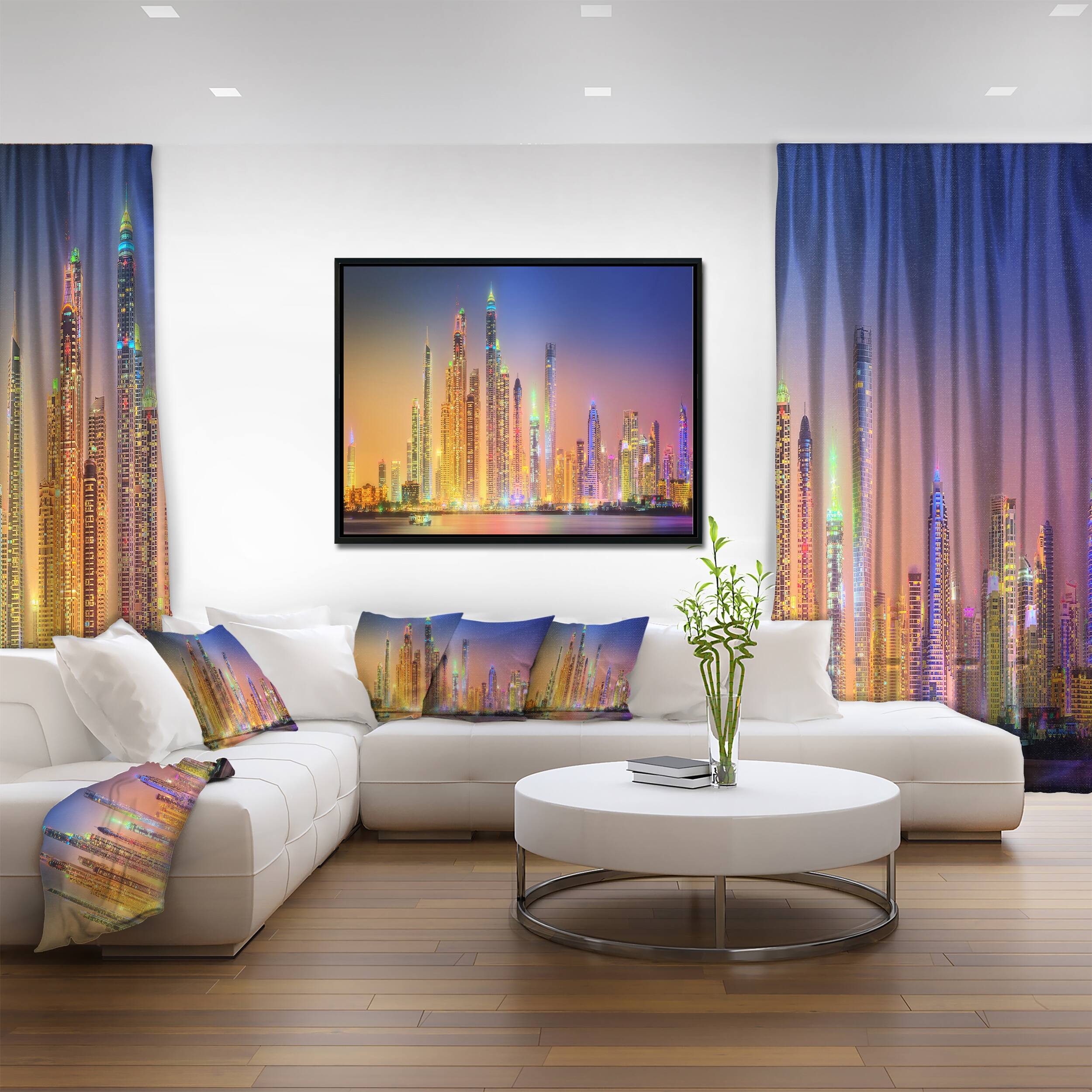 Designart "Dubai Marina Skyscrapers Panorama" Cityscape Framed Canvas Print Bed Bath & Beyond