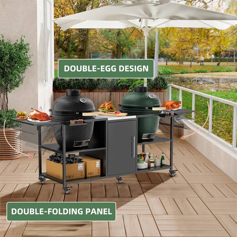 Big Green Egg Grill Cart for 2 Grills