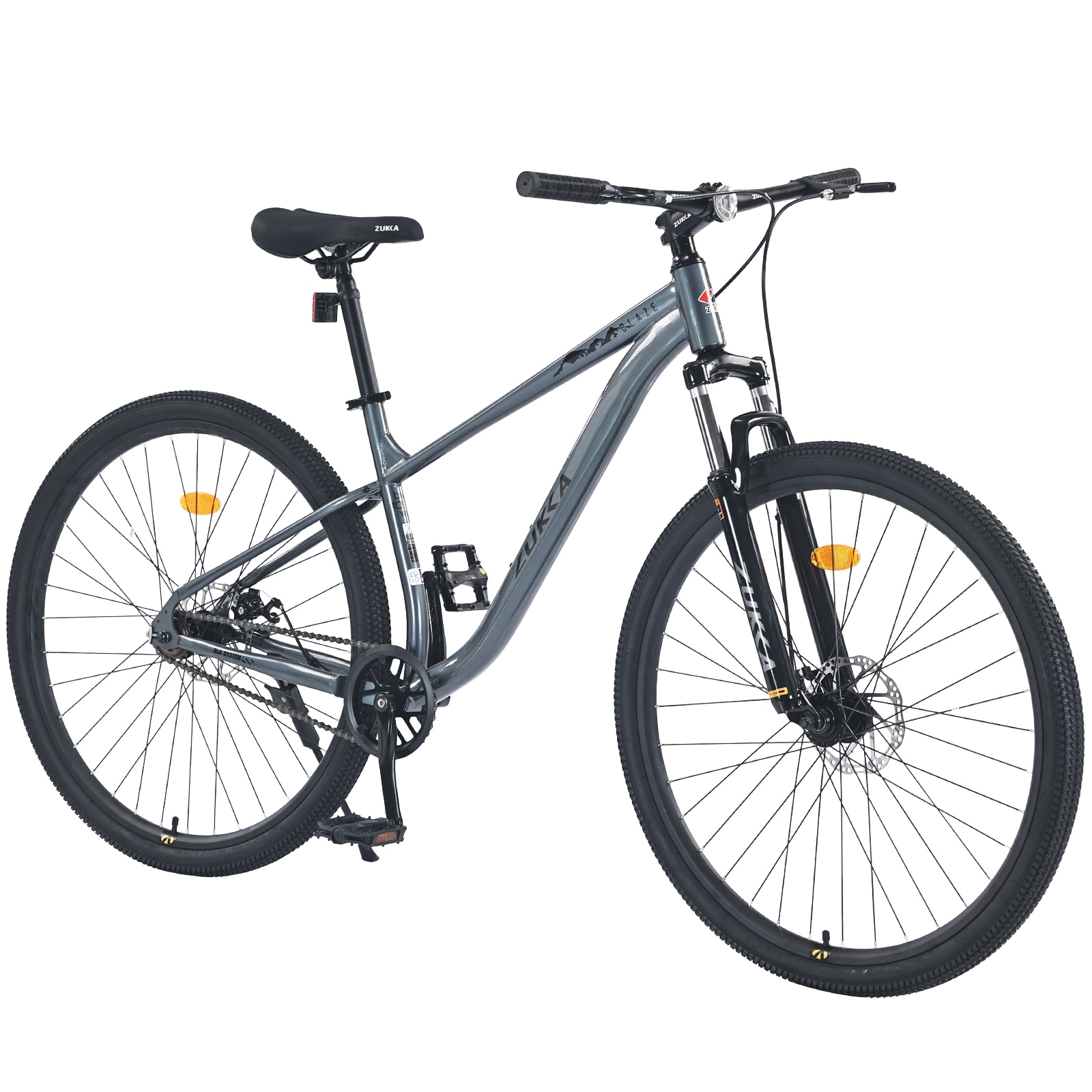 29 Inch Steel Frame Mountain Bike, Single Speed, Front Suspension, Double Disc Brakes, All-Terrain Bike for Adults and Teens