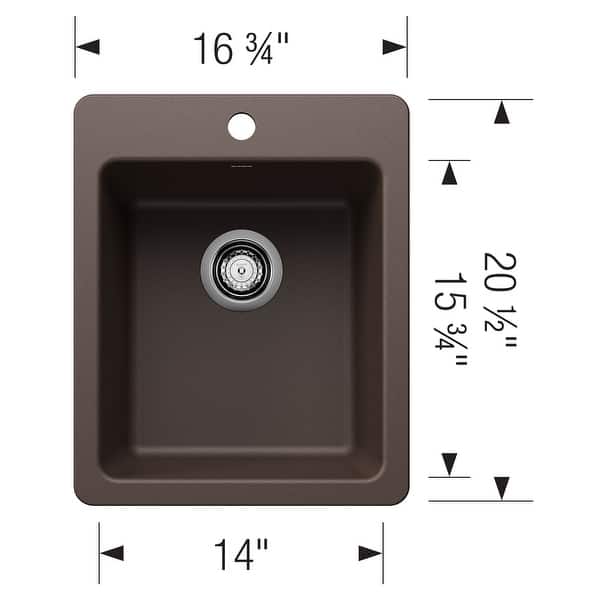 dimension image slide 1 of 7, Blanco 443237 Liven 16-3/4" Drop-In/Undermount Single Basin SILGRANIT