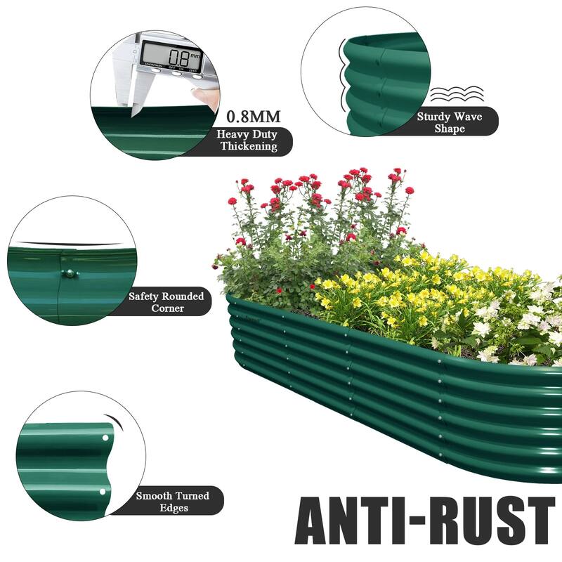 Outdoor 8 ft. x 3 ft. x 1.5 ft. Oval Galvanized Metal Raised Garden Bed - 8 ft. x 3 ft. x 1.5 ft.