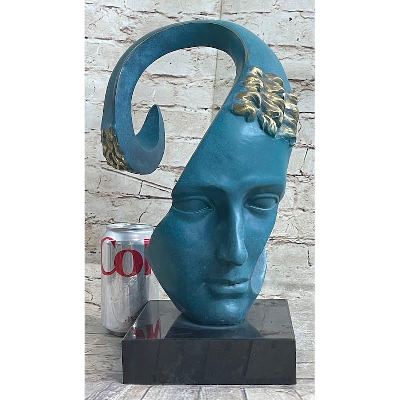 Surreal Salvador Dali Bronze Sculpture Modernist Abstract Face Art Marble Base