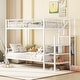 preview thumbnail 1 of 9, White Twin over Twin Size Metal Bunk Bed with Storage Ladder & Wardrobe Twin over Twin - White