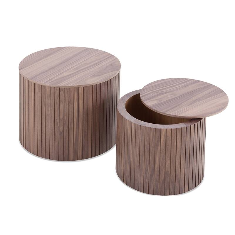2pcs/set Nested Table Set Handcrafted Round Coffee Table For Living Room Lounge Area Home Office