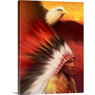 Shop Native American Man With Bald Eagle Canvas Wall Art