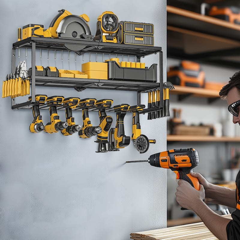 Heavy Duty 3-Tier Power Tool Storage Rack Wall Open Organizer Shelf