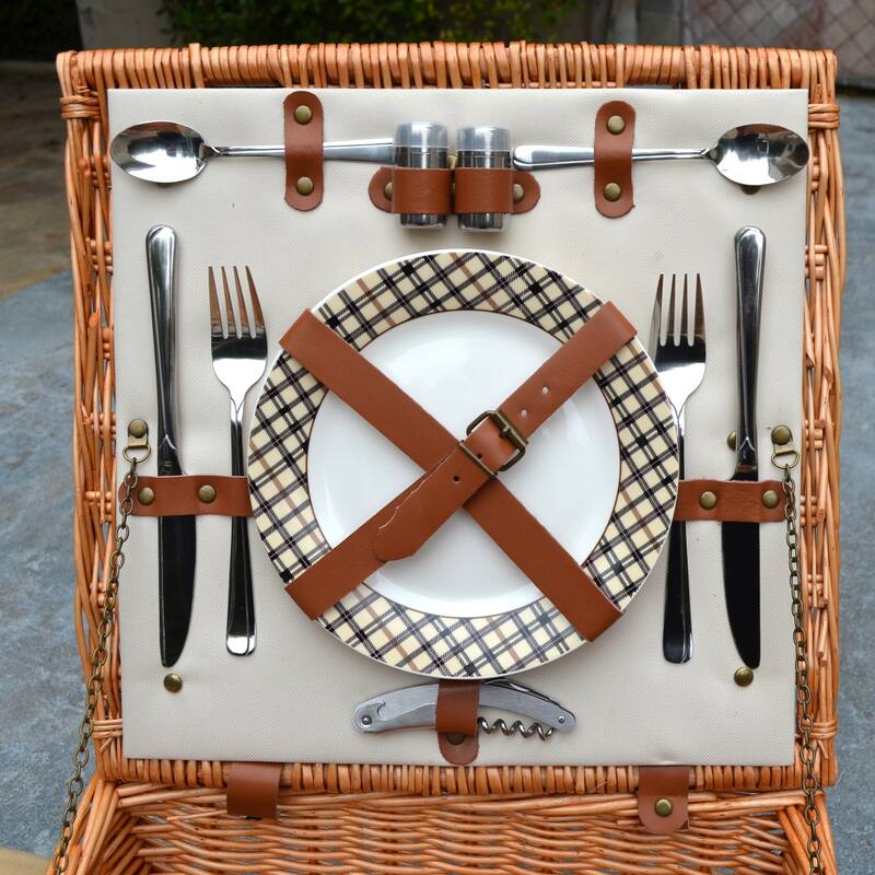 Picnic at Ascot - Willow Basket for Two with Blanket & Coffee Service