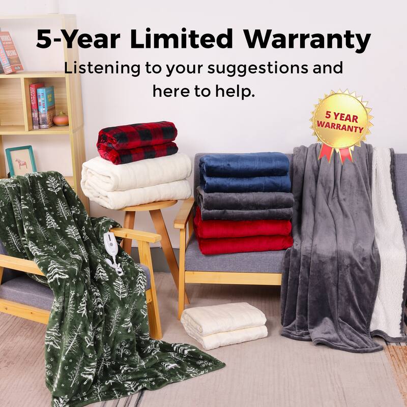 Electric Throw Flannel Heated Blanket