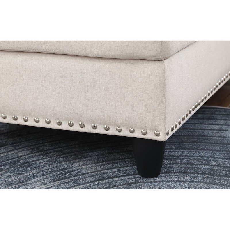 4-piece Modular Sectional Sofa with Storage Ottoman and Pillows