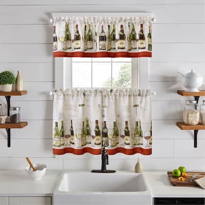 Wine Tasting 3-Piece Kitchen Curtain Tier Set & Valance