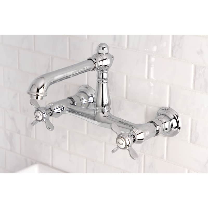 Essex Two-Handle 2-Hole Wall Mount Bathroom Faucet - Polished Chrome