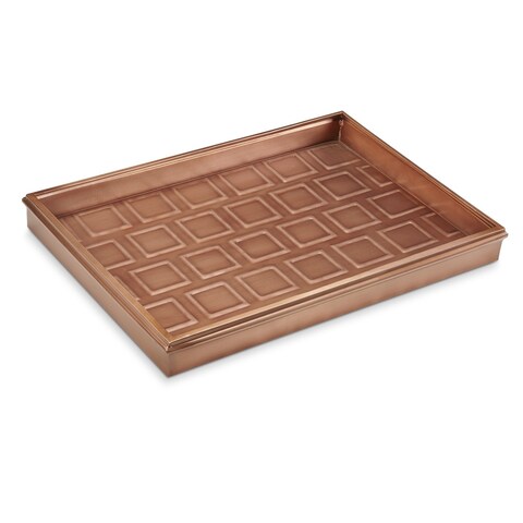 20" Squares Multi-Purpose Boot Tray for Boots, Shoes, Plants, Pet Bowls, and More, Copper Finish by Good Directions