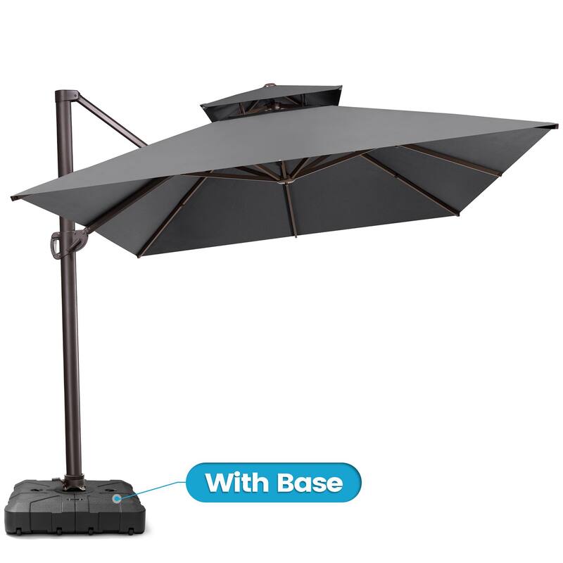 Crestlive Outdoor 13 x 10ft 360-degree Rotation Patio Cantilever Umbrella with Base