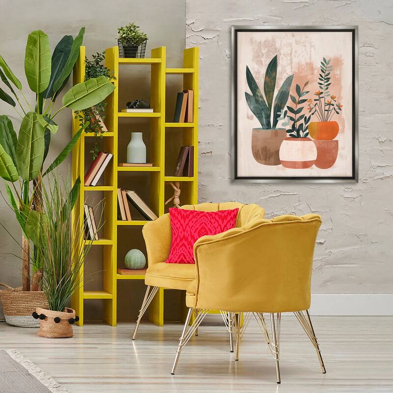 Stupell Earthy Boho Potted Plants Framed Floater Canvas Wall Art Design By LSR Creative Studio