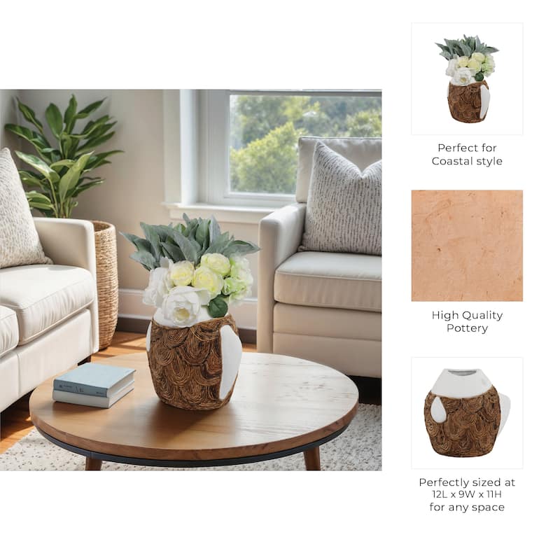 Pottery Terracotta Decorative Vase with Woven Banana Fiber Detailing