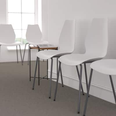 HERCULES Series Stack Chair with Lumbar Support and Silver Frame