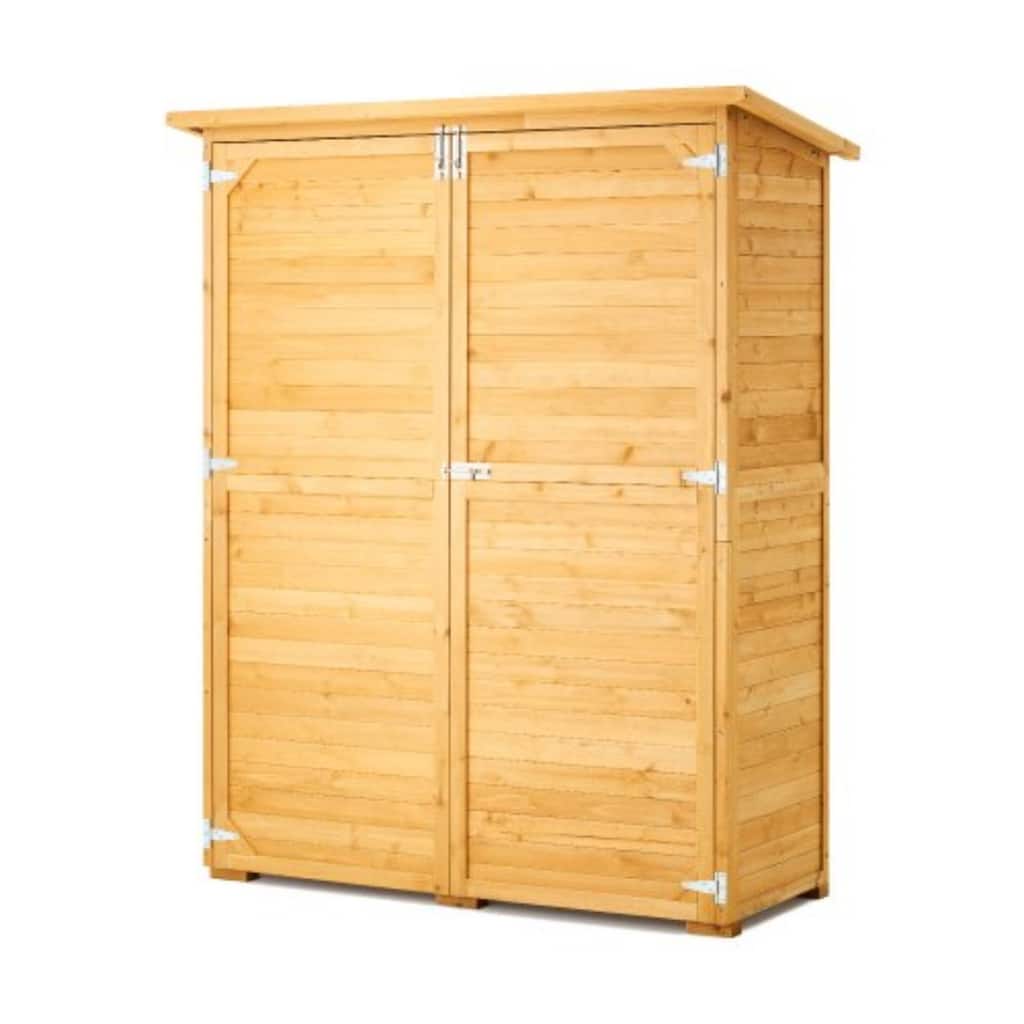 Cedar Wood Garden Storage Shed with Metal Roof Waterproof Design - 55.12 x 23.62 x 67.52 inch