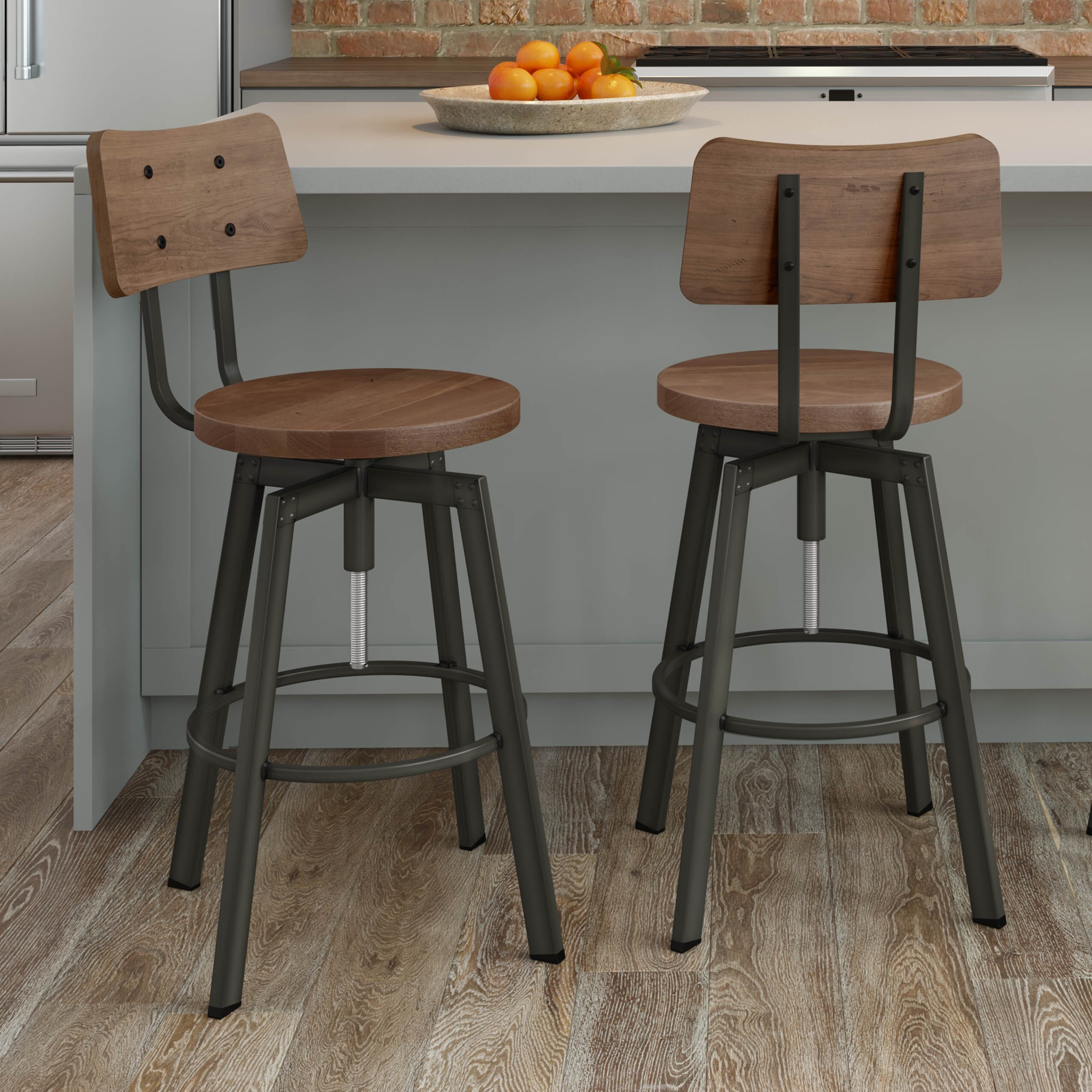 Amisco Woodland Adjustable Stool with Distressed Wood Seat Bed Bath Beyond 20009756