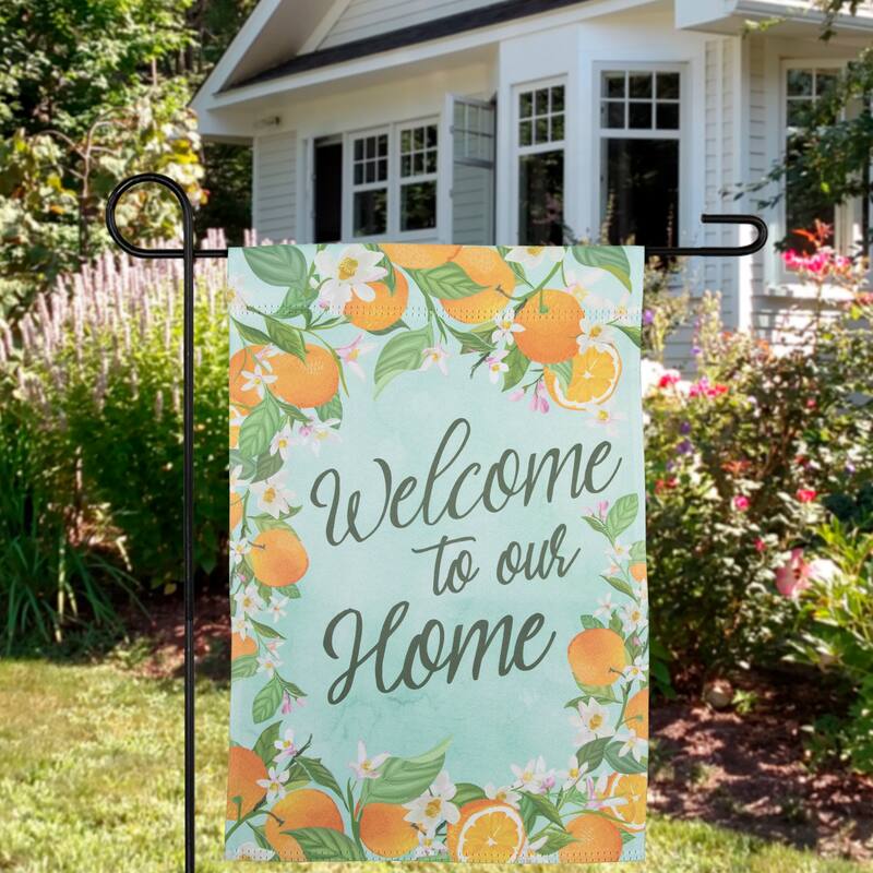 Welcome to Our Home Oranges Outdoor Garden Flag 12.5" x 18"