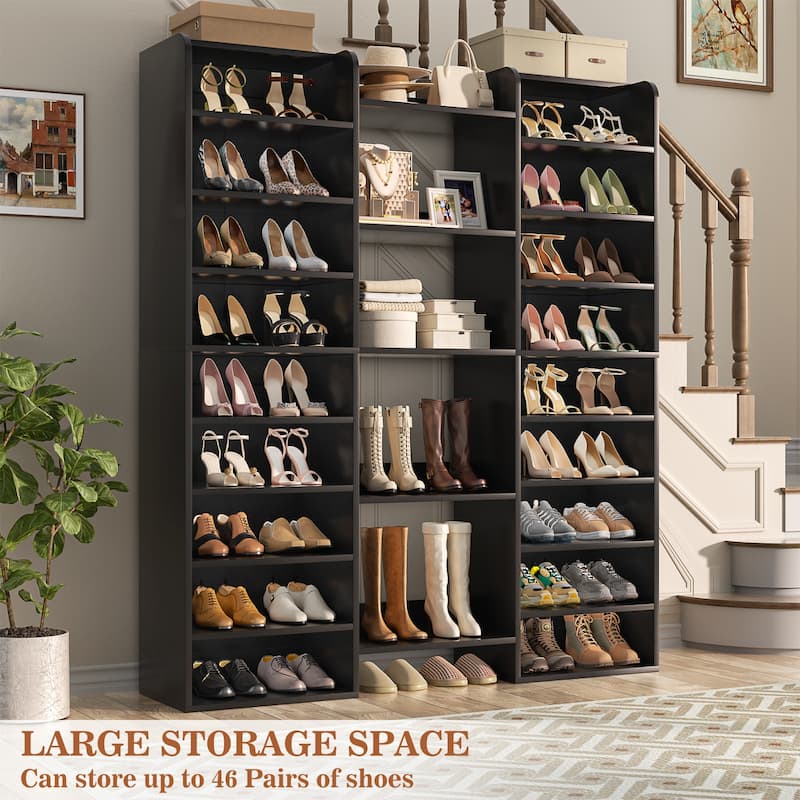10-Tiers Shoe Rack with 22 Open Cubbies, 60''H × 47''W, Freestanding Shoe Storage Organizer with Shelves for Entryway - N/A