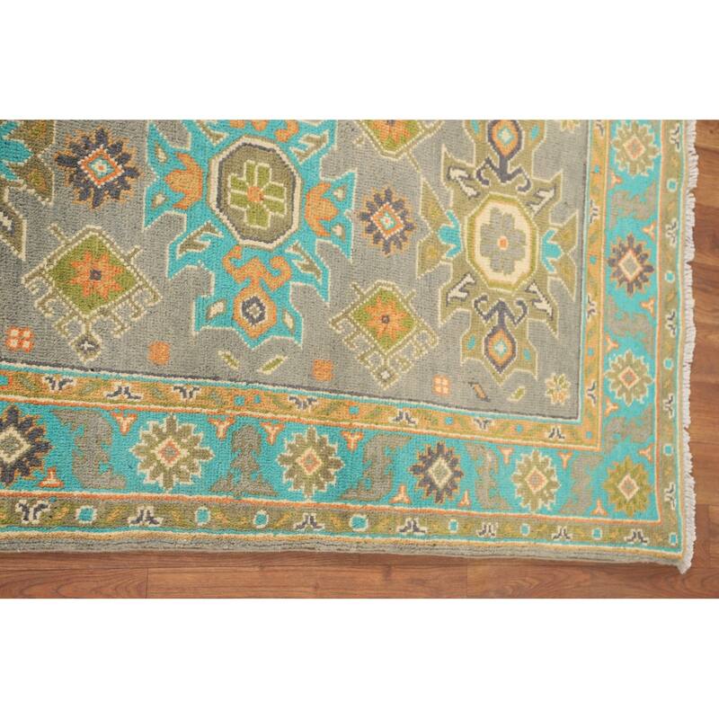 Geometric Grey Kazak Oriental Accent Rug Handmade Wool Carpet - 2'6" x 4'5"