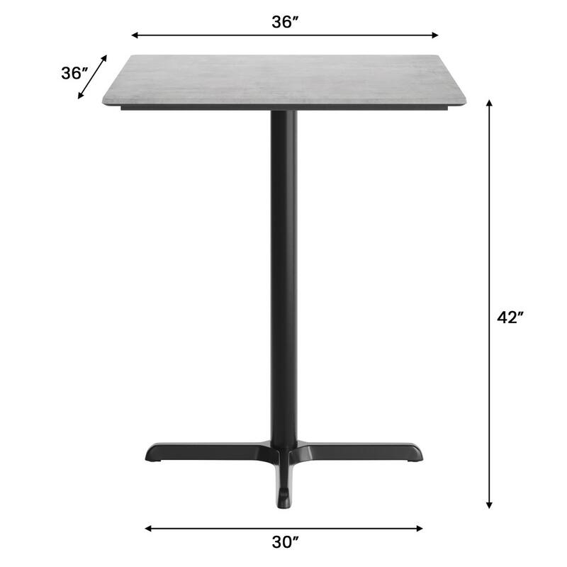 Commercial HPL Tabletop with Bar Height Crisscross Base - 36"W x 36"D x 42"H