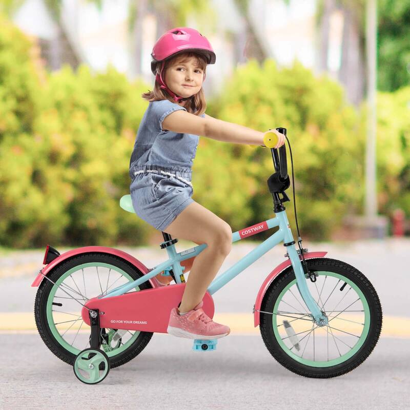 Costway 16" Kids Bike with Adjustable Saddle Handlebar Removable