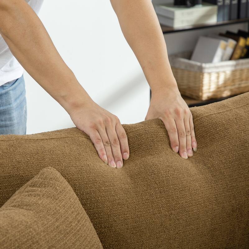 56.3"W Modern Chenille linen Loveseat Sofa,Sofa Bed with Pillows&Metal Legs