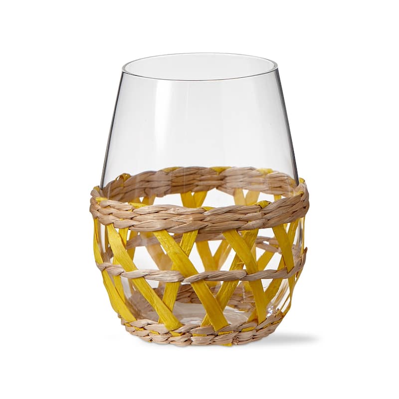 16 oz. Island Clear Glass with Yellow Straw Sleeve Dishwasher Safe Beverage Glassware Dinner Party Wedding Resturant