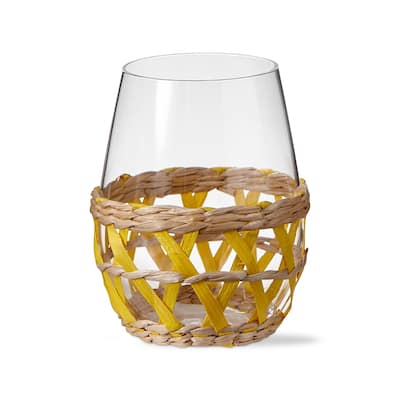 16 oz. Island Clear Glass with Yellow Straw Sleeve Dishwasher Safe Beverage Glassware Dinner Party Wedding Resturant