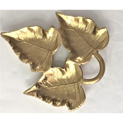 Triple Maple leaves Gold colour nuts tray 11.75x 9.5 x 1.25"