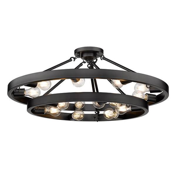 slide 2 of 4, Golden Lighting Castile 15 Light 32" Wide Semi-Flush Ceiling Fixture Matte Black