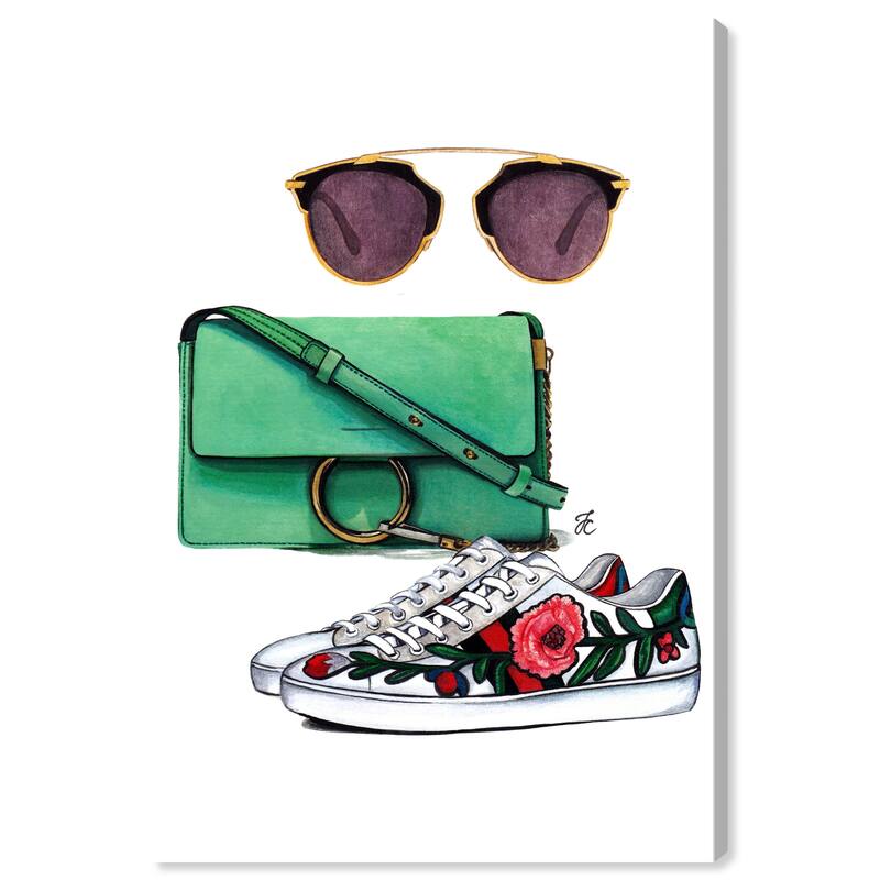 Wynwood Studio Canvas Fashion and Glam Doll Memories - Stylish Essentials Green and Emerald Glam Wall Art Canvas Print