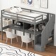 preview thumbnail 5 of 8, Twin Size Loft Bed Frame wStorage Staircase,Double Desks,Shelves,Grey
