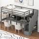 preview thumbnail 23 of 35, Twin Size Solid Wood Loft Bed with Storage Staircase and Double Desks and Shelves