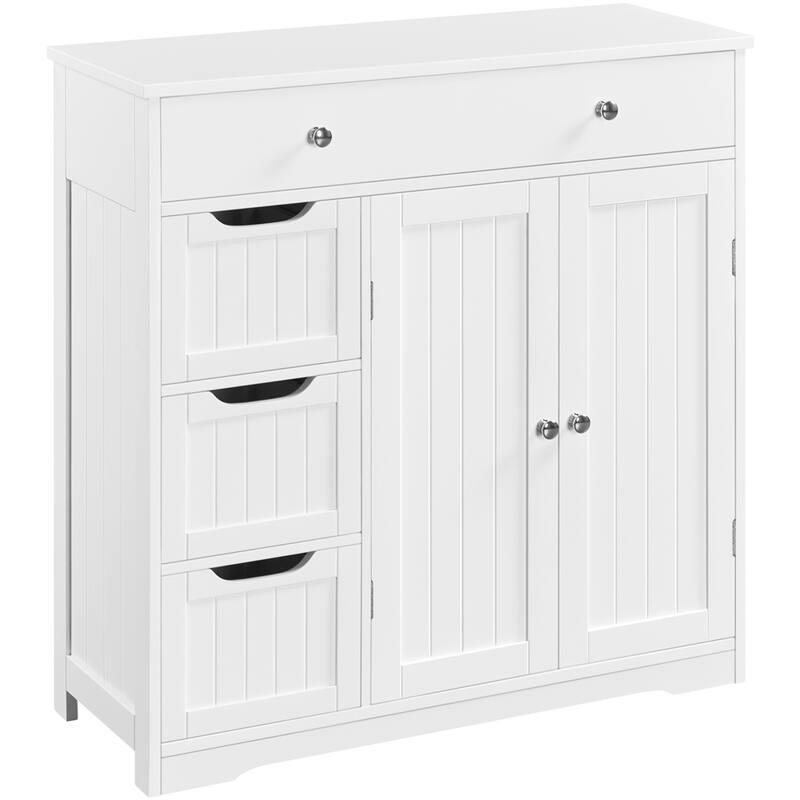Yaheetech Bathroom Storage Cabinet Free-Standing Floor Cabinet With 4 Drawers and 2 Doors - N/A - White