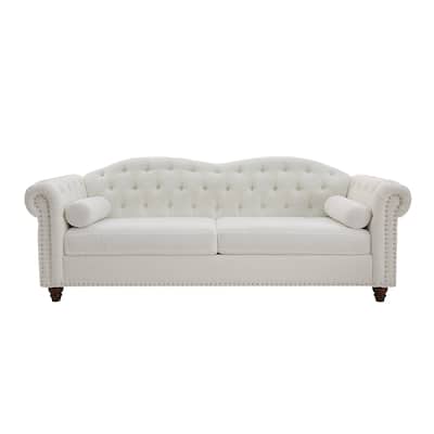 Classic Traditional Chesterfield Tufted Fabric Upholstered Sofa for Living Room