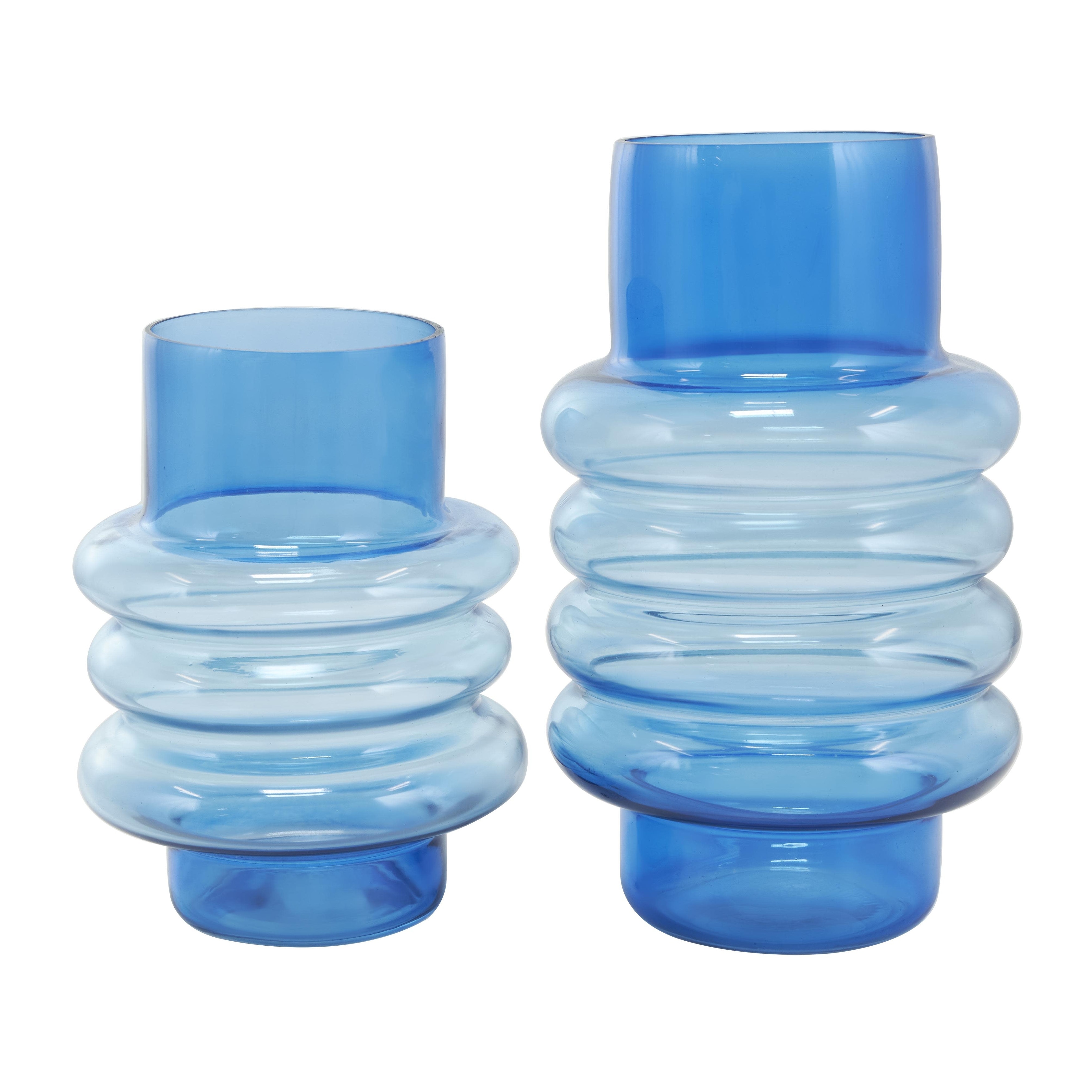 Glass Ombre Bubble Decorative Vase - Set of 2 Blue - Roche River Decor