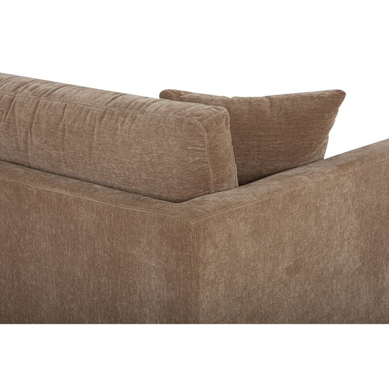 NADAAL STUDIOS Nyver Left-Facing Sectional, Deep Seat Layout with Oak Legs and Textured Polyester Upholstery, Camel