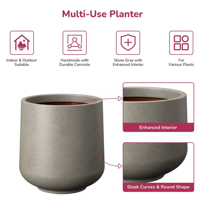 Upgraded Interior Concrete Tall Round Planter for Outdoor Indoor