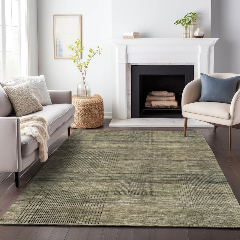 Machine Washable Indoor/ Outdoor Chantille Contemporary Imprints Rug