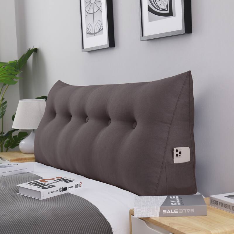 WOWMAX Bed Rest Wedge Reading Pillow Headboard Back Support Cushion - Queen - Brown