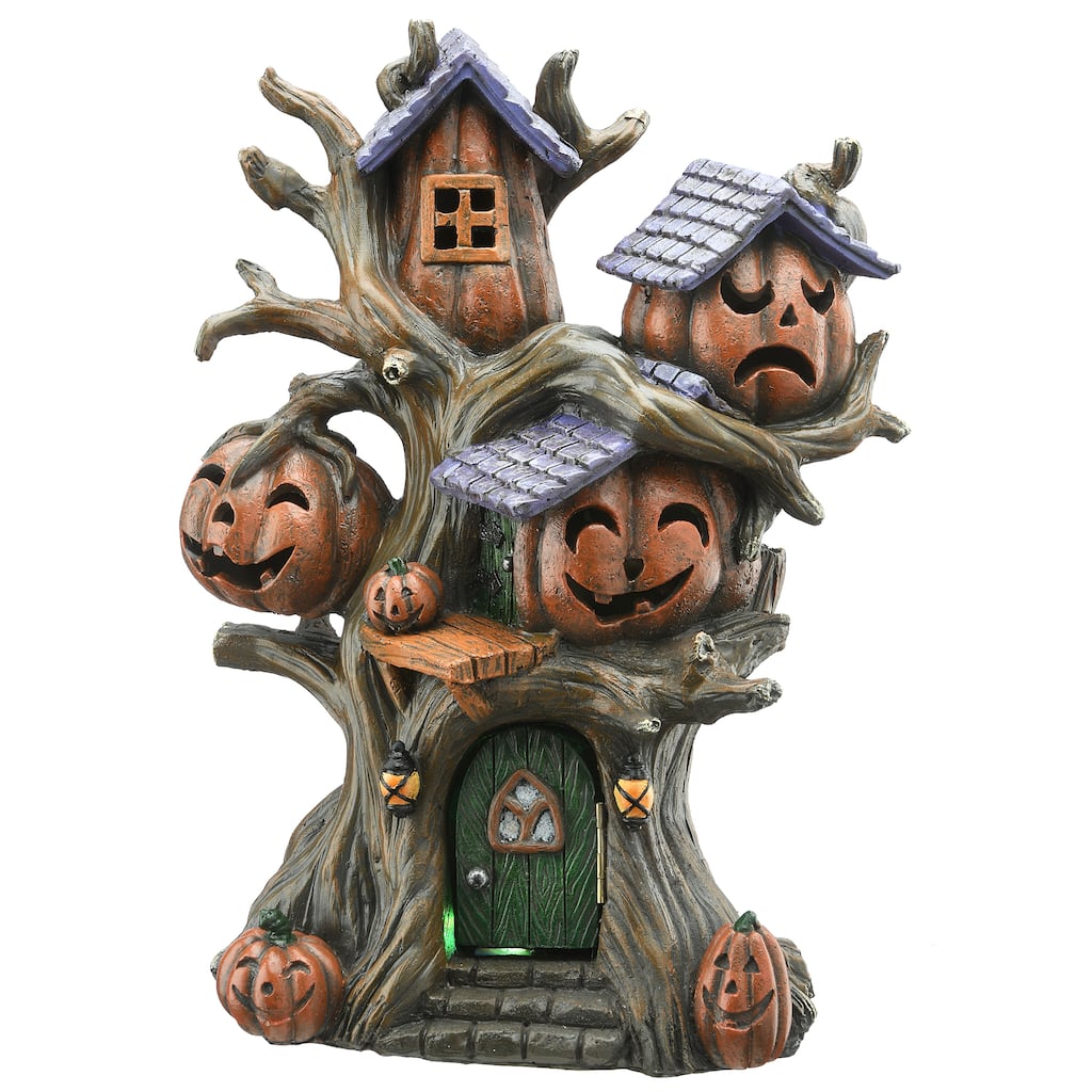 National Tree Company Halloween Tree of Jack O' Lanterns Decoration, LED Lights, 12 inches - 12 in