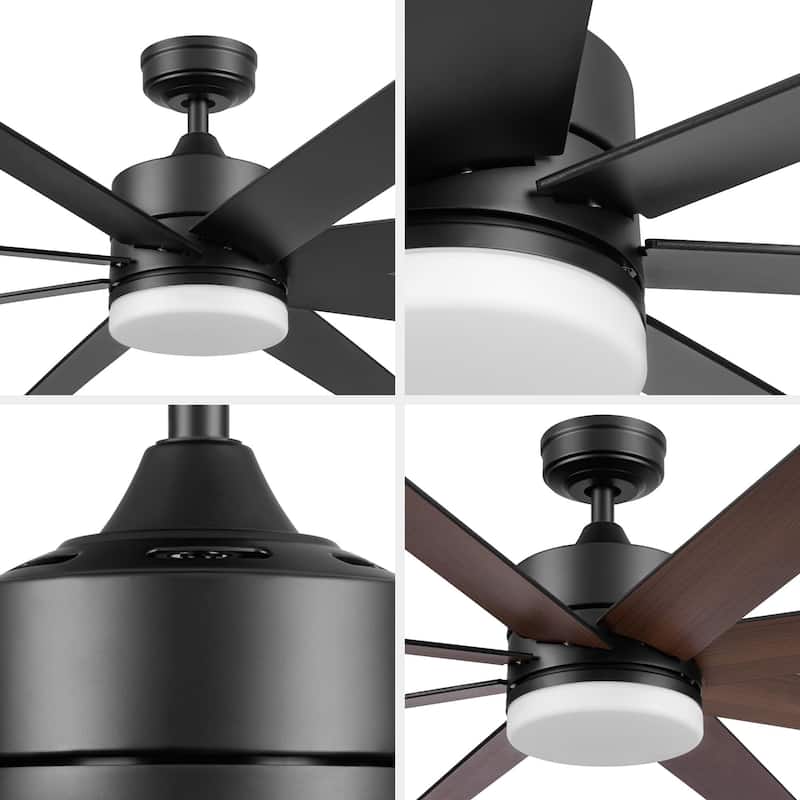 62" Honeywell Kildee Outdoor Ceiling Fan with Color Changing Light, Remote Control - 62 Inches